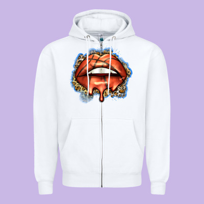 Basketball Lips Zipper Hoodie Designed By Zillion Design Studio