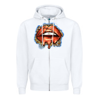 White basketball lips Zipper Hoodie - Zillion Design Studio