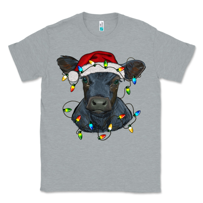Christmas Baby Black Angus Calf With Lights Classic Tee by RanaPortraitStore | Teevron