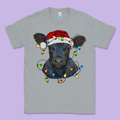 Christmas Baby Black Angus Calf With Lights Classic Tee Designed By Ranaportraitstore