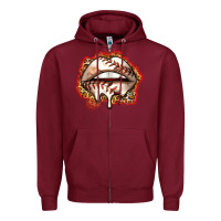 Burgundy baseball lips Zipper Hoodie - Zillion Design Studio
