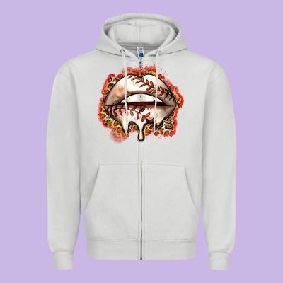 Baseball Lips Zipper Hoodie Designed By Zillion Design Studio