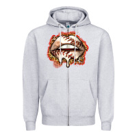 Heather Grey baseball lips Zipper Hoodie - Zillion Design Studio