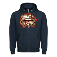 Navy baseball lips Zipper Hoodie - Zillion Design Studio