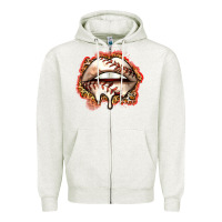 Oatmeal Heather baseball lips Zipper Hoodie - Zillion Design Studio