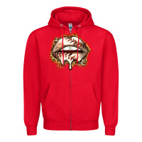 Red baseball lips Zipper Hoodie - Zillion Design Studio