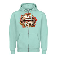 Seafoam baseball lips Zipper Hoodie - Zillion Design Studio