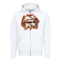 White baseball lips Zipper Hoodie - Zillion Design Studio