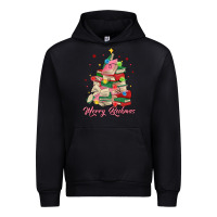 Black merry bookmas christmas book tree Urban Hoodie - MaliasSmallBusiness