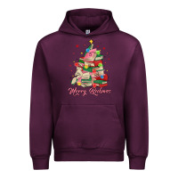 Mauve Wine merry bookmas christmas book tree Urban Hoodie - MaliasSmallBusiness