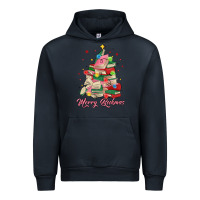 Navy merry bookmas christmas book tree Urban Hoodie - MaliasSmallBusiness