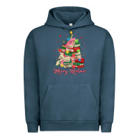 Pigment Midnight Navy merry bookmas christmas book tree Urban Hoodie - MaliasSmallBusiness