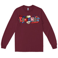 Burgundy American teacher Long Sleeve Tee - Zillion Design Studio