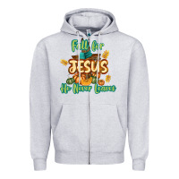 Heather Grey Fall for Jesus He Never Leaves Zipper Hoodie - texasbilliewilder
