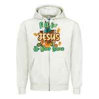 Oatmeal Heather Fall for Jesus He Never Leaves Zipper Hoodie - texasbilliewilder