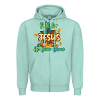 Seafoam Fall for Jesus He Never Leaves Zipper Hoodie - texasbilliewilder