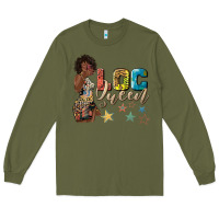 Army Green afro woman loc queen Long Sleeve Tee - texasbilliewilder