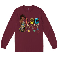 Burgundy afro woman loc queen Long Sleeve Tee - texasbilliewilder