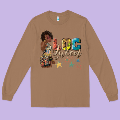 Long Sleeve Tee afro woman loc queen