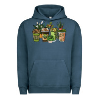 Pigment Midnight Navy plant lover coffee cups Urban Hoodie - NancyCooperArtShop