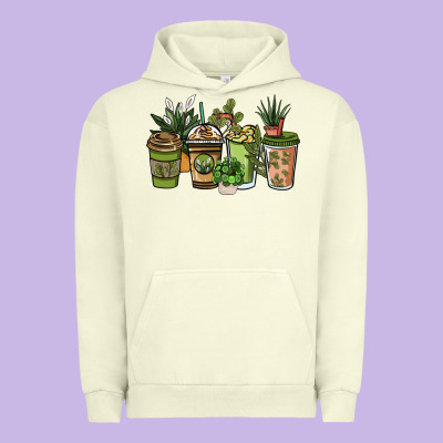 Plant Lover Coffee Cups Urban Hoodie Designed By Nancycooperartshop