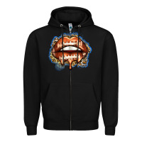 Black american football lips Zipper Hoodie - Zillion Design Studio