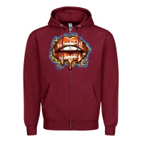 Burgundy american football lips Zipper Hoodie - Zillion Design Studio