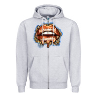Heather Grey american football lips Zipper Hoodie - Zillion Design Studio