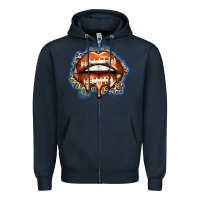 Navy american football lips Zipper Hoodie - Zillion Design Studio