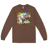 Chestnut Easter Farm Bunny And Pig Long Sleeve Tee - RanaPortraitStore