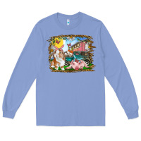 Colony Blue Easter Farm Bunny And Pig Long Sleeve Tee - RanaPortraitStore
