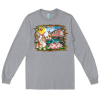 Heather Grey Easter Farm Bunny And Pig Long Sleeve Tee - RanaPortraitStore