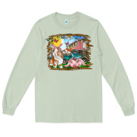 Matcha Easter Farm Bunny And Pig Long Sleeve Tee - RanaPortraitStore