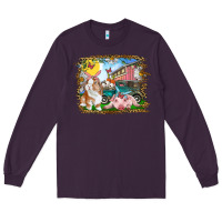 Plum Easter Farm Bunny And Pig Long Sleeve Tee - RanaPortraitStore