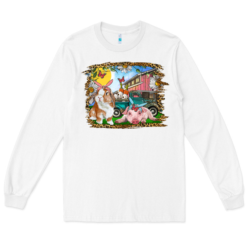 Easter Farm Bunny And Pig Long Sleeve Tee by RanaPortraitStore | Teevron