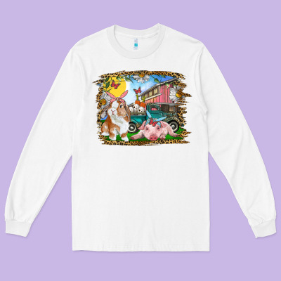 Long Sleeve Tee Easter Farm Bunny And Pig