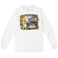 White Easter Farm Bunny And Pig Long Sleeve Tee - RanaPortraitStore