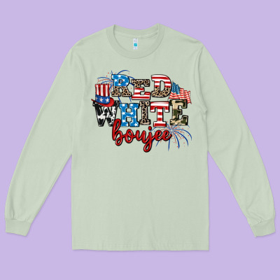 Red Whıte Boujee Long Sleeve Tee Designed By Adodesignshop