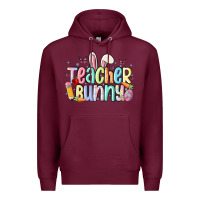 Burgundy teacher bunny Premium Hoodie - MaliasSmallBusiness