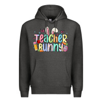 Charcoal Heather teacher bunny Premium Hoodie - MaliasSmallBusiness