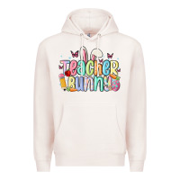 Pale Pink teacher bunny Premium Hoodie - MaliasSmallBusiness