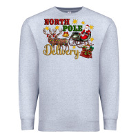 Heather Grey North Pole Delivery Santa Sleigh Premium Sweatshirt - Artiststas