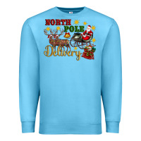 Ocean Blue North Pole Delivery Santa Sleigh Premium Sweatshirt - Artiststas