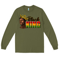 Army Green afro man black king Long Sleeve Tee - texasbilliewilder