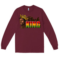 Burgundy afro man black king Long Sleeve Tee - texasbilliewilder