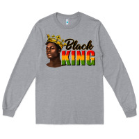 Heather Grey afro man black king Long Sleeve Tee - texasbilliewilder