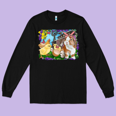 Long Sleeve Tee Easter Farm Chicks And Bunny