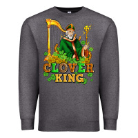 Charcoal Heather st patricks clover king  with shamrocks Premium Sweatshirt - AdoDesignShop