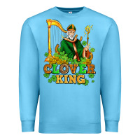 Ocean Blue st patricks clover king  with shamrocks Premium Sweatshirt - AdoDesignShop