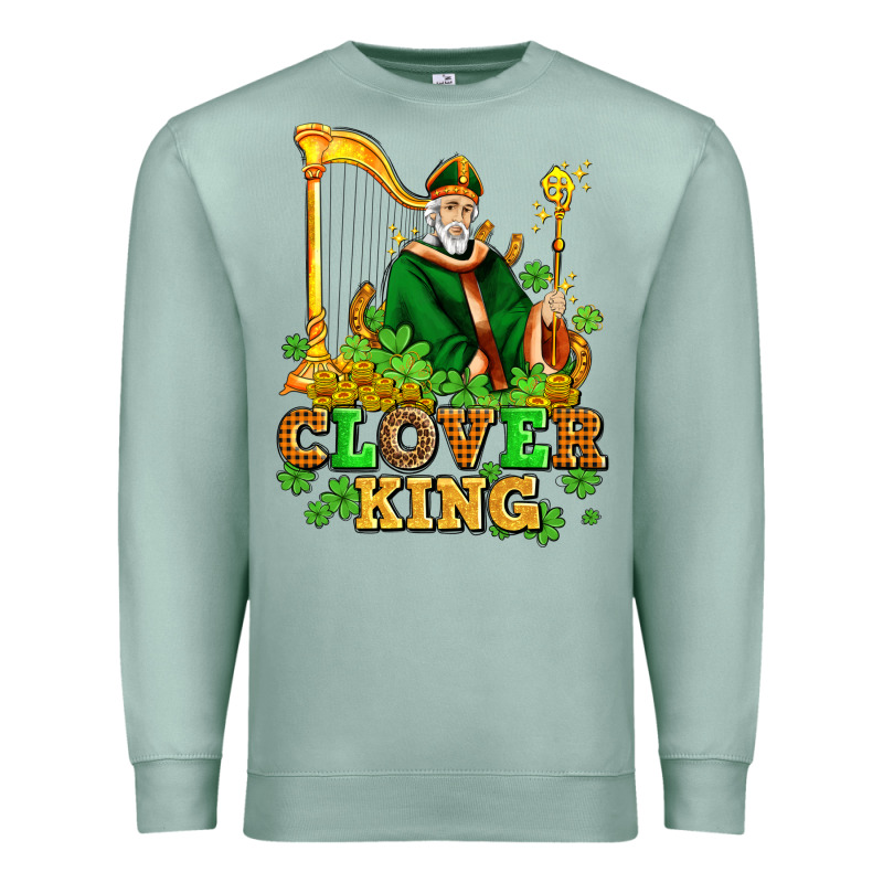 St Patricks Clover King  With Shamrocks Premium Sweatshirt by AdoDesignShop | Teevron
